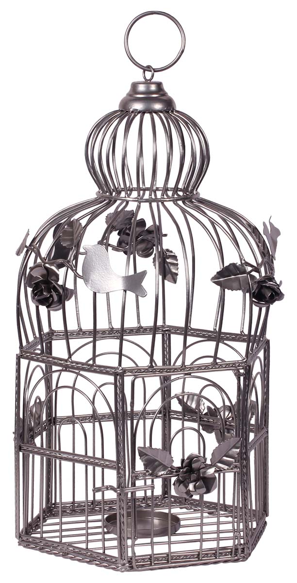 Tea Light - Cast in Iron - Intricately Crafted with Leafy & Bird Motifs - Silver Color Finish- Vintage-Look Pet Accessories / Unique Decorating items - Buy in Bulk Wholesale